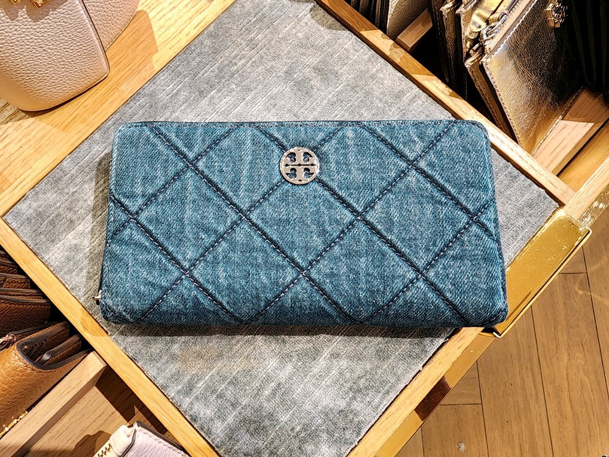 Latest Tory Burch Willa Diamond Quilted Denim Continental Wallet