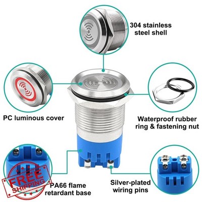 2pk 24V Piezo Buzzer Alarm IP67 110dB Metal Red Flash