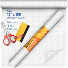 Matte Self Adhesive Laminating Roll 12  X 15Ft - 3 MIL Matte Clear Laminate Viny