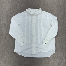 Zara Solid White Long Sleeve Button Up Blouse...