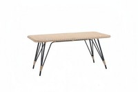 Couchtisch Luxus Kaffeetisch Sofatisch Beistelltisch Rattan Beige Tisch