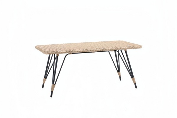 Couchtisch Luxus Kaffeetisch Sofatisch Beistelltisch Rattan Beige Tisch-image