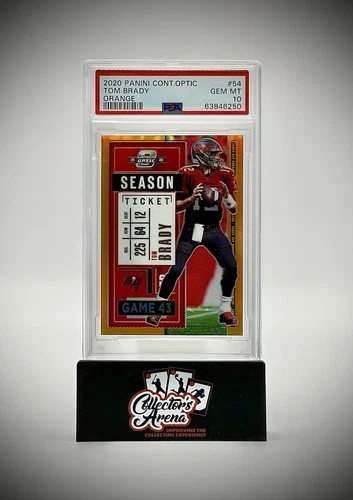 PSA 10 GEM MINT #22/50 TOM BRADY 2020 PANINI CONTENDERS OPTIC ORANGE PRIZM SSP