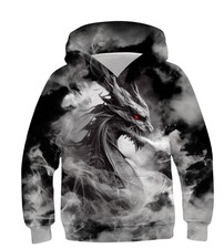 Unisex Shadow Dragon Hoodie Gothic Pullover Sweatshirt with Dark Fantasy