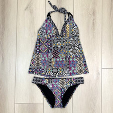 Mossimo Women  s Tankini Swim Set Top XL Bottom L Multicolor Boho Geometric Print