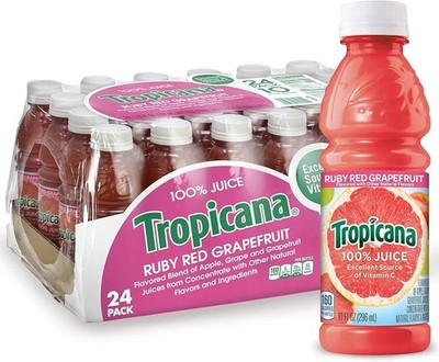 Tropicana Ruby Red Grapefruit Juice, 10 Ounce (Pack of 24)