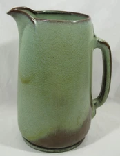 VTG Frankoma Prairie Green Pitcher-Jug 2 qt Rustic Farmhouse Art Pottery 9" Tall
