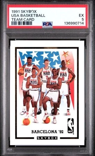 MICHAEL JORDAN 1991 Skybox USA Basketball Team Card "Barcelona '92" PSA 5 EX