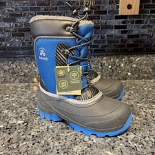 Kamik NWT Kids Size 1 Black Blue Luke 3 Winter Boots Snow Insulated Waterproof