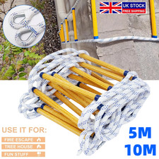 16FT/32FT Emergency Fire Escape Ladder Safety Rope with 2 Hooks Adults and Kids