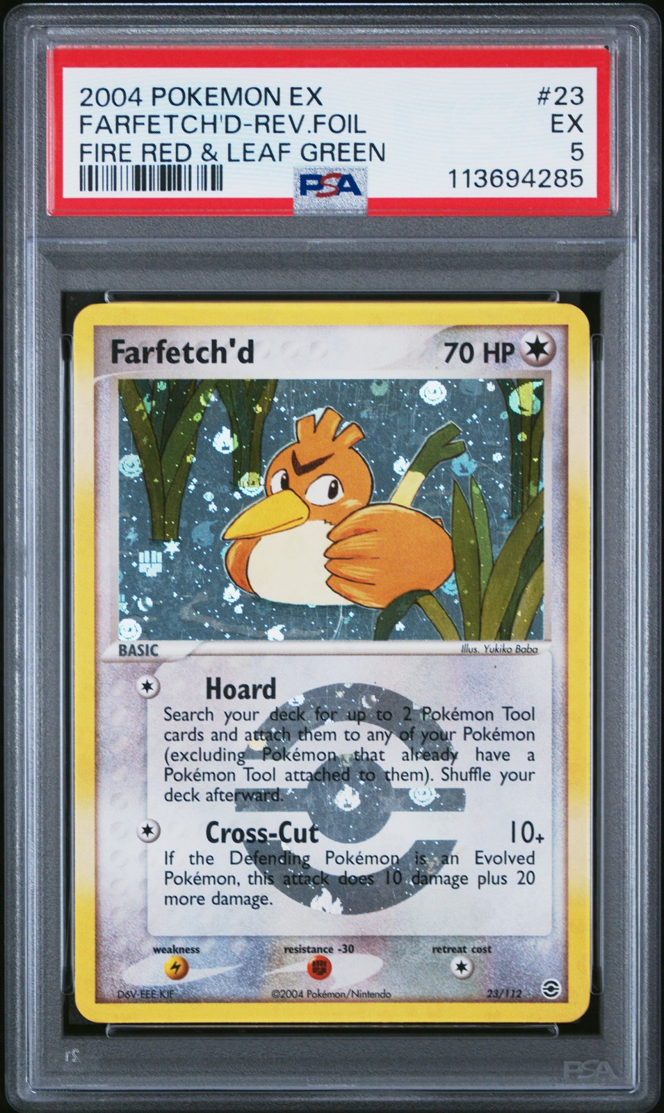 2004 POKEMON EX FIRE RED & LEAF GREEN #23 FARFETCH'D-REVERSE FOIL PSA 5