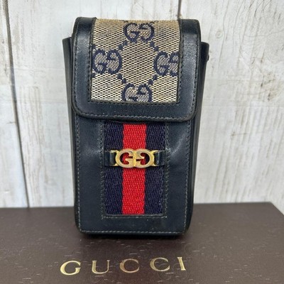 GUCCI Cigarette Case Navy GG Logo Small Item Holder
