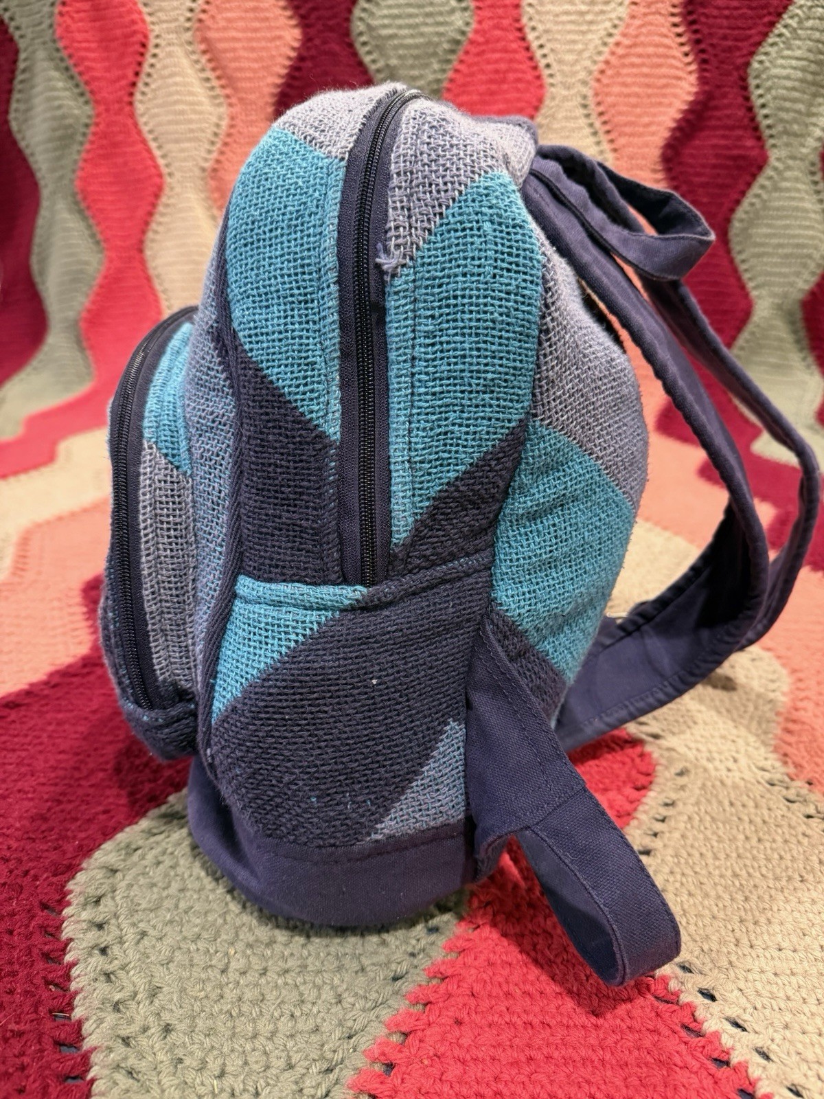 ROXY BackPack Multicolor Striped Print Cinch Dual… - image 5