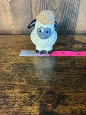 Small White Sheep Figurine with Blue Face