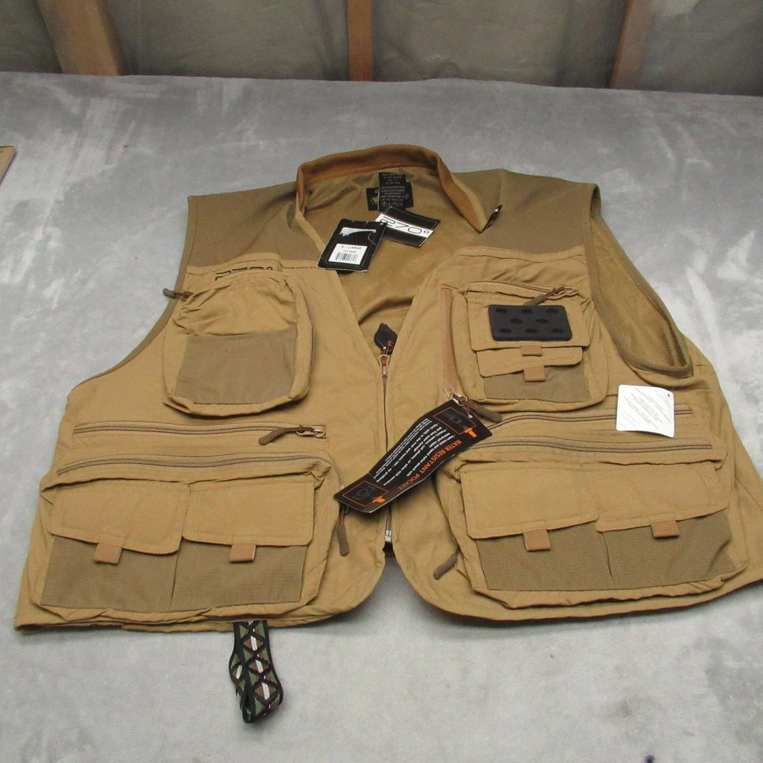 White River Fly Shop Vest Mens XL Brown Multi Pocket Fishing Outdoor Hiking NEW