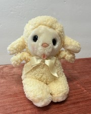 Vintage Eden Baby Lamb Plush Rattle Stuffed Toy 6in Cream White -See Note