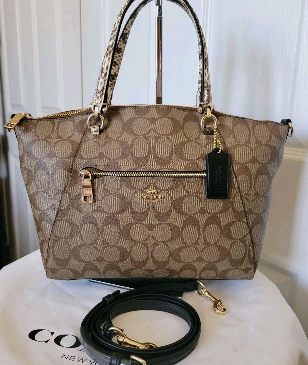 NWOT Coach Signature Canvas Brown Prairie Satchel Shoulder Bag
