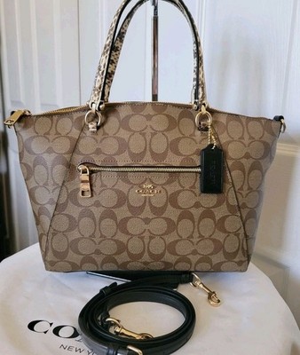NWOT Coach Signature Canvas Brown Prairie Satchel Shoulder Bag