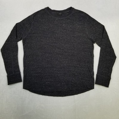 VINCE Men's Large Dark Gray Heather Long Sleeve Shirt Crewneck Lightweight Knit