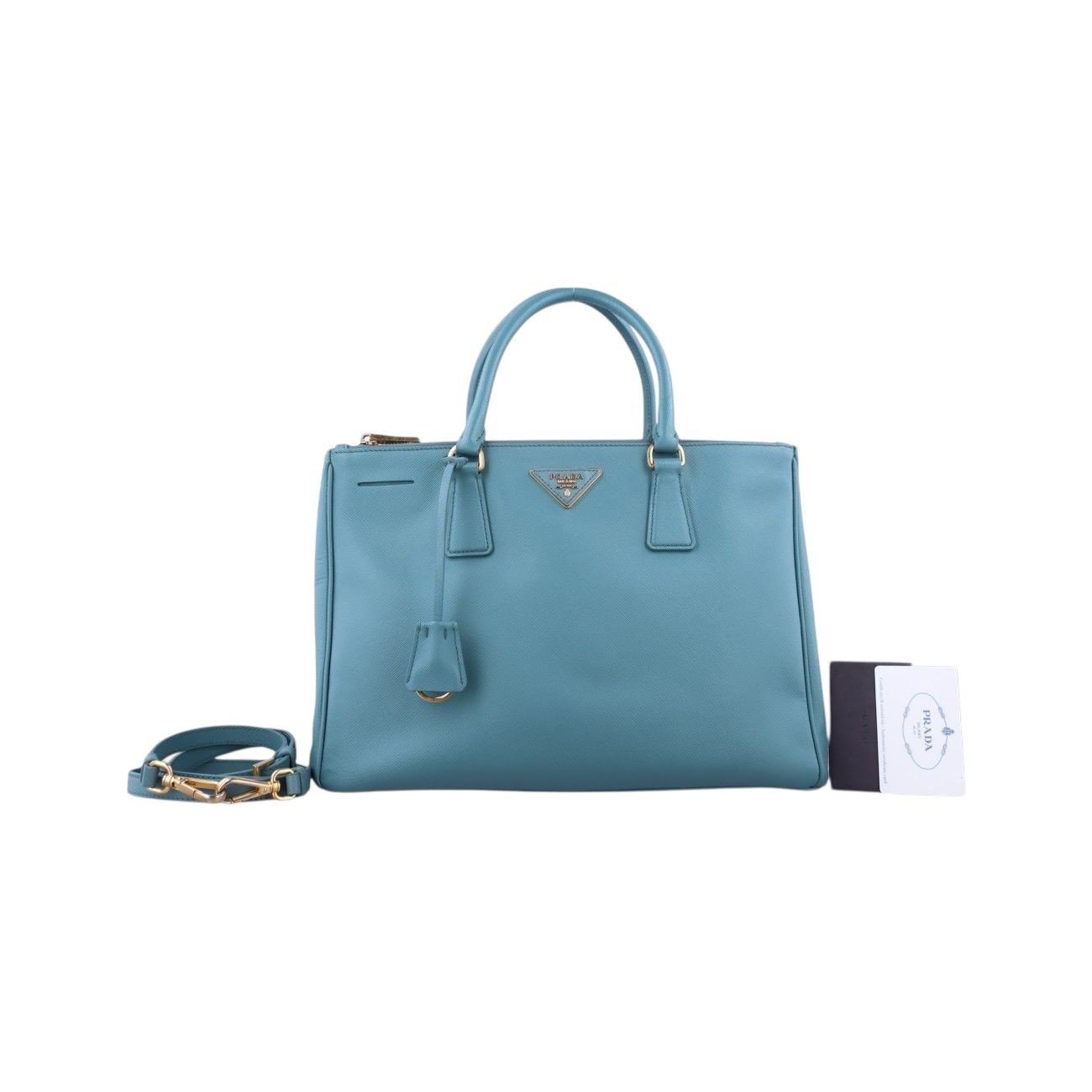 Prada Galleria Saffiano Tote  Blue Leather Handbag