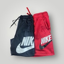 Nike Lot of 2 Boys Size L Club Fleece shorts elastic waistband graphic logo.