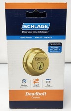 Schlage B62 Double Cylinder Bright Brass Two-Sided Deadbolt Lock - New
