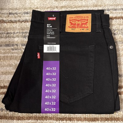 LEVIS 511 Stretch Slim Fit Black Mens Jeans NWT Size 40X32