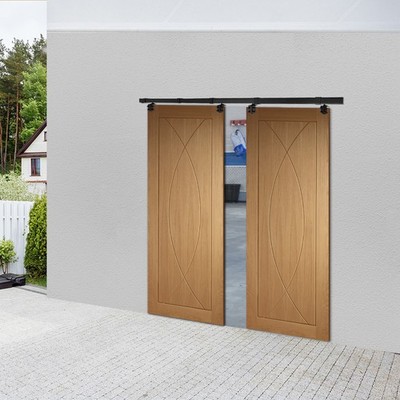 8ft Outdoor Double Sliding Barn Door Track Wooden Door Track Heavyduty Box Track