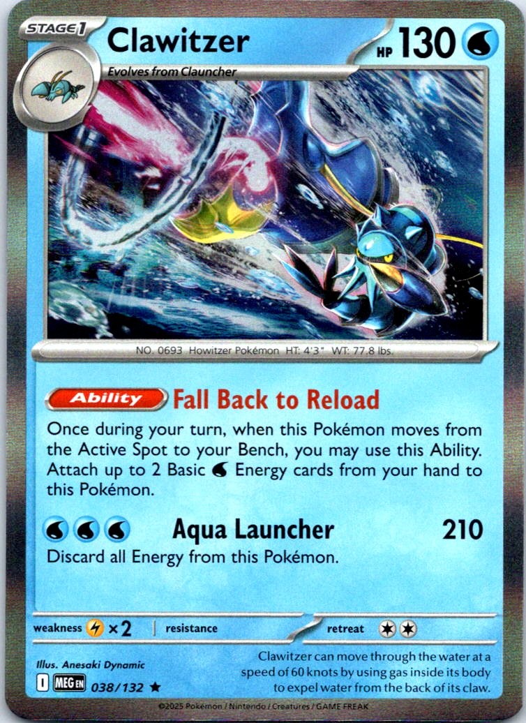 Clawitzer Rare ME01: Mega Evolution 038/132 NM