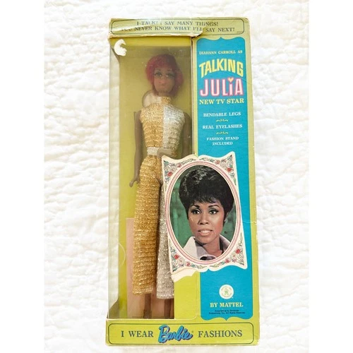 Vintage 1968 Mattel Talking Julia Doll Open. mute with Wrist Tag