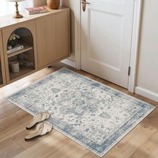 Door Mat Indoor Entrance 2x3 Feet Washable Non Slip Blue Grey Rug Front Door