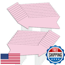 Pink Arrow Signs with Stakes 16 x 5 Inches,This Way Directional Arrow Yard Signs
