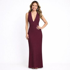 Sachin Babi Deep Wine Burgundy Loretta 4-Way Stretch Crepe Gown Size 4 285