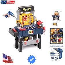 Kids Tool Bench with Realistic and Electric Drill, Construction Workbench Toy...