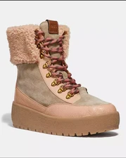 Coach Tyler Weatherproof Boots in Oat/Pale Blush - Label Size 7, Fits like 7.5