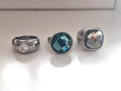 3 massive Design Ringe, Stainless Steel, Marken DKNY und Tamaris, 57/58