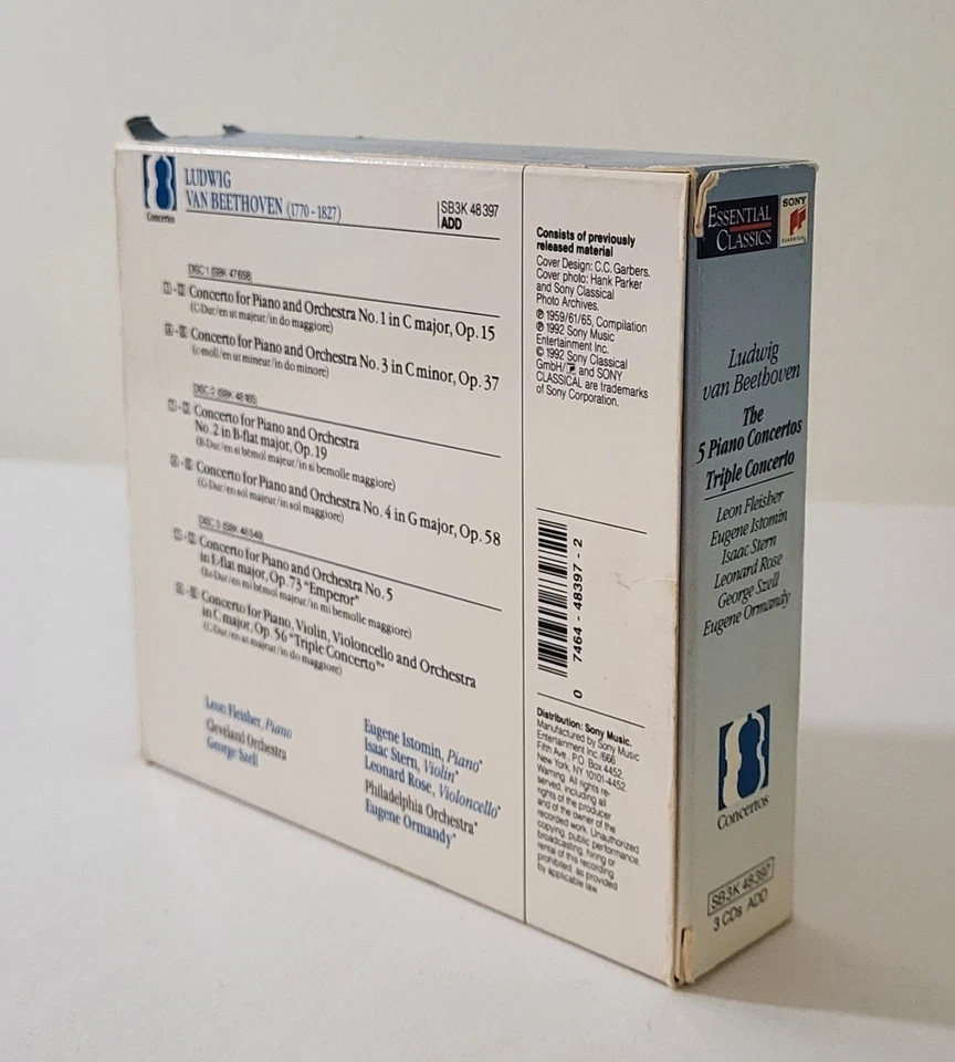 Beethoven The 5 Piano Concertos Triple Concerto CD Box Set Sony SB3K 48397 EX - Image 4 of 4