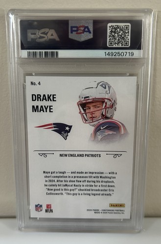 2024 Drake Maye RC PSA 10 GEM Panini Contend Rookie Stallions Red 4 JUST GRADED - Picture 2 of 2