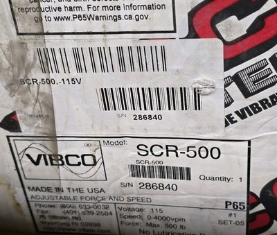 Vibco Scr-500 Electric Vibrator, 3.5 A, 115Vac, 1 Phase *NEW IN BOX*
