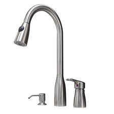 Brushed Nickel 3-Hole Kitchen Faucet Set with Sprayer and Soap Dispenser