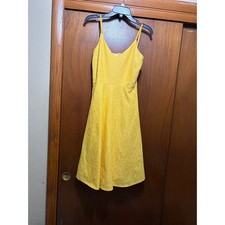 Lulus Yellow Floral Lace Mini Dress Spaghetti Strap Fit & Flare Size M