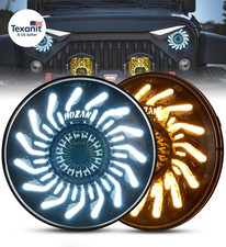 7Inch round Chrysanthemum Petal Headlights White DRL Amber Turn Signal Compatibl