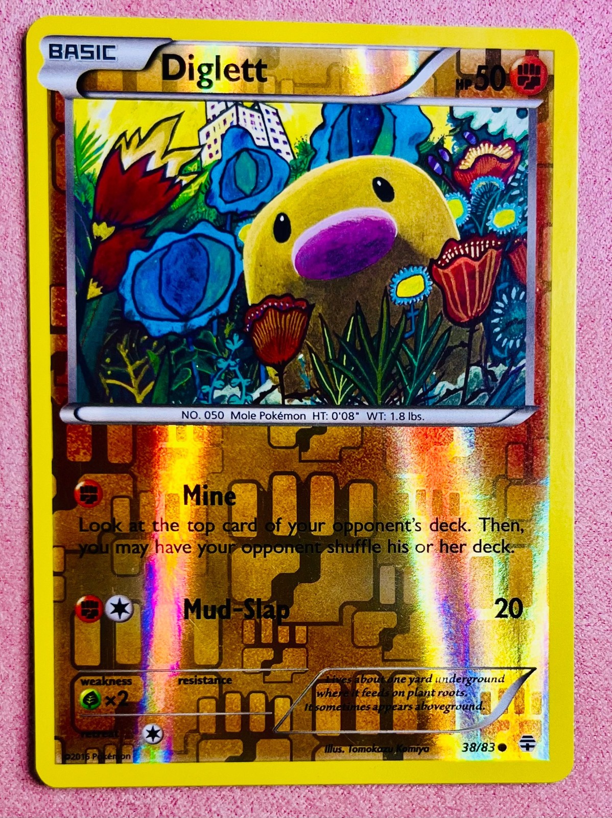 Diglett | 38/83 | XY Generations | 2016 Komiya Pokemon Card | Reverse Holo | LP