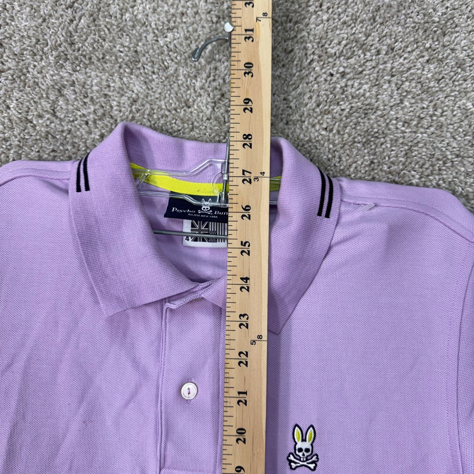 Psycho Bunny Polo Shirt Mens 4 B6K746U1PC Purple Pima Cotton Tipped Logo EUC image 9