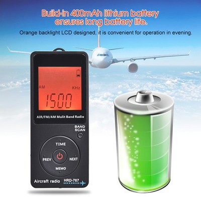 HRD-767 FM/AM/AIR Mehrband-Funkgerät Flugfunkgerät Mit Beleuchtetem LCD-Di
