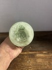 Vintage Ruffled Hand Blown Green Swirl Art Glass Vase 7" Tall Pinched — photo 3
