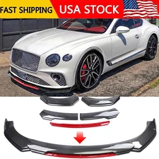 Carbon Fiber+Red Front Bumper Lip Spoiler Splitter Kits For Bentley Continental