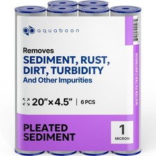 6PK of Big Blue 5 m Pleated Washable Sediment Water Filter 20"x4.5" by Aquaboon