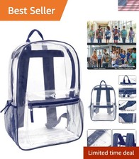 Heavy-Duty Clear Backpack with Dual Zipper  Utility Pockets - 20L Capacity