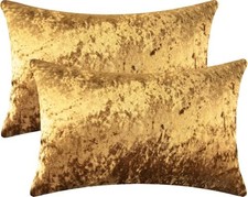 2 Pack 12x20 Pillow Cover Velvet Pillow Covers, 20" x 12" Pack of 2 Dark Gold